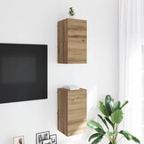 vidaXL Wandgemonteerde TV-kast Artisanaal eiken Bewerkt hout