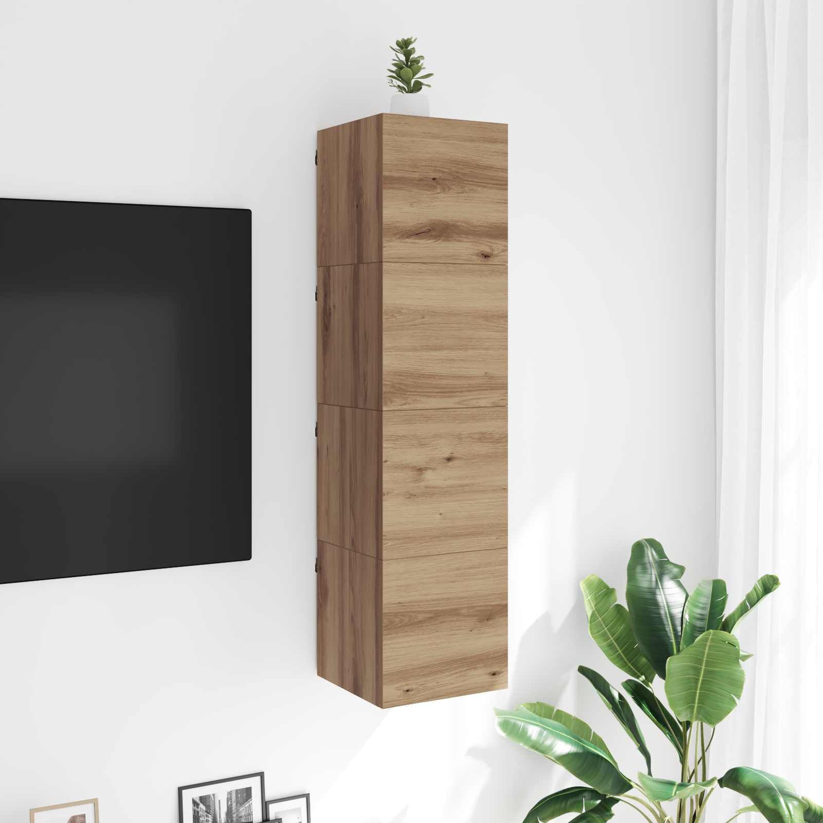 vidaXL Wandgemonteerde TV-kast Artisanaal eiken Bewerkt hout