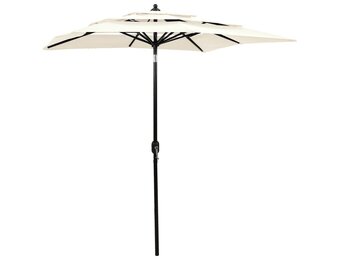 vidaXL Parasol 3-laags met aluminium paal 2x2 m zandkleurig