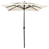 vidaXL Parasol 3-laags met aluminium paal 2x2 m zandkleurig