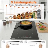 Topwish Inductiekookplaat 30 cm, inductiekookplaat 2 platen met flexzone