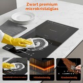 Topwish Inductiekookplaat 30 cm, inductiekookplaat 2 platen met flexzone