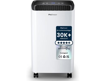 Pro Breeze Compacte Luchtontvochtiger 12L per dag - Wit - 2 Liter Watertank