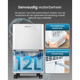 Pro Breeze Compacte Luchtontvochtiger 12L per dag - Wit - 2 Liter Watertank