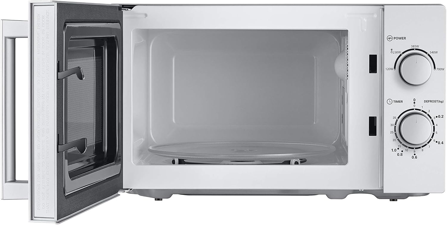 Comfee CMSN 20 si magnetron, solo-magnetron met 5 standen, binnenverlichting, easy derost, 360° draaiplateau, twee draaiknoppen, 20 l/700 W, zilver