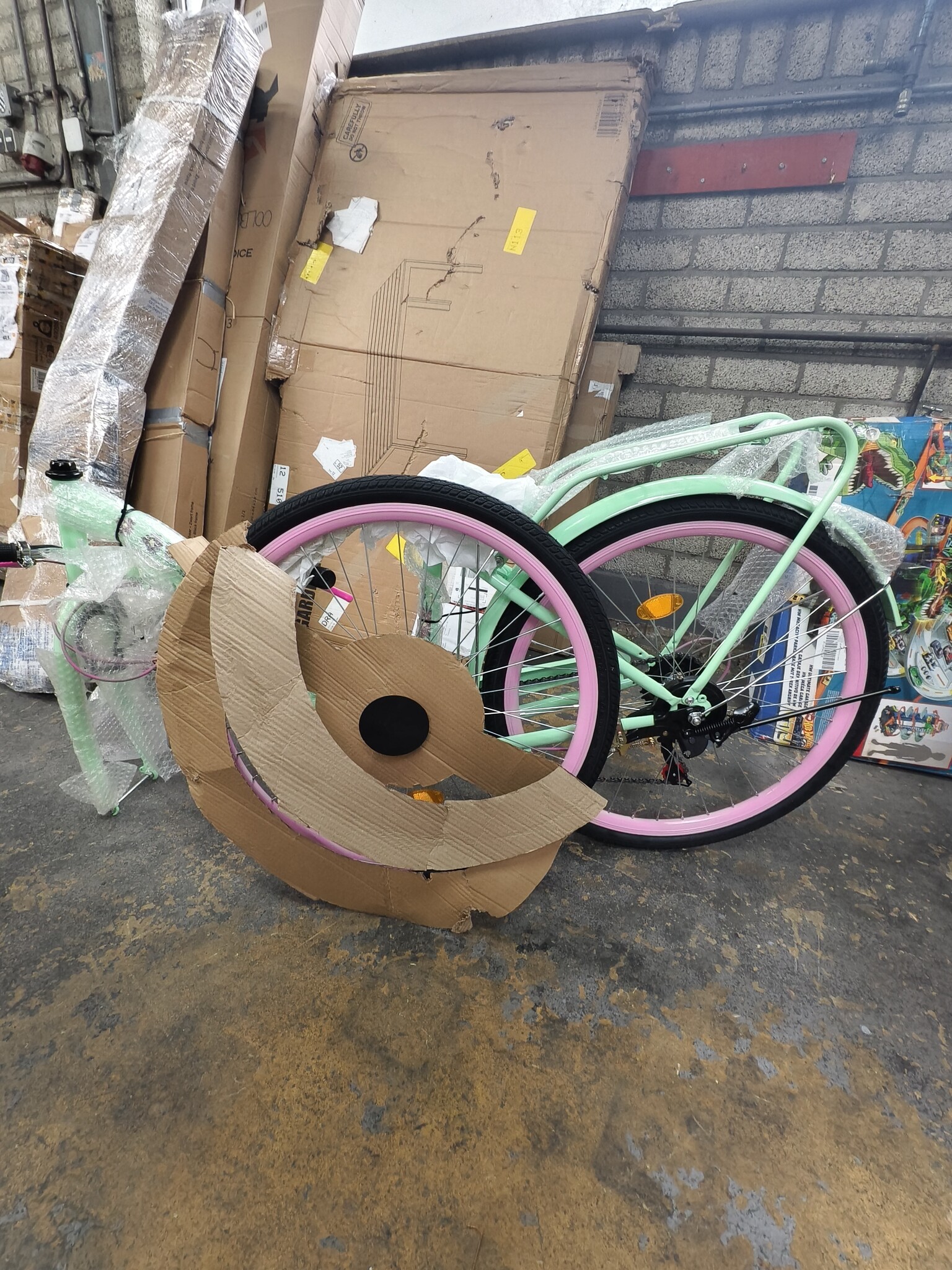 Meisjesfiets 26 inch - 7 versnellingen - mintgroen met roze
