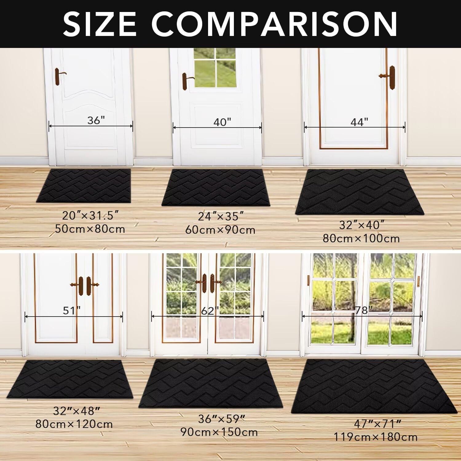 Biscpro Deurmat Antislip 119x180 cm - Zwart