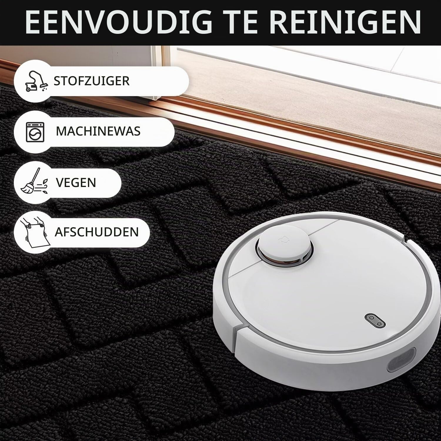 Biscpro Deurmat Antislip 119x180 cm - Zwart