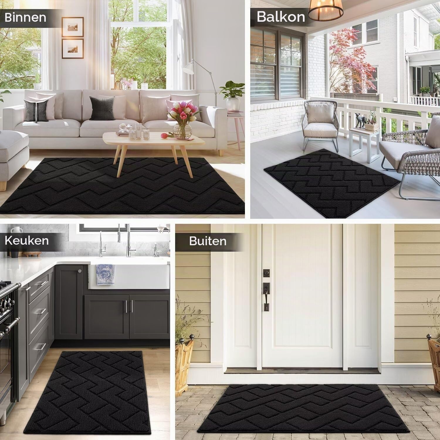 Biscpro Deurmat Antislip 119x180 cm - Zwart