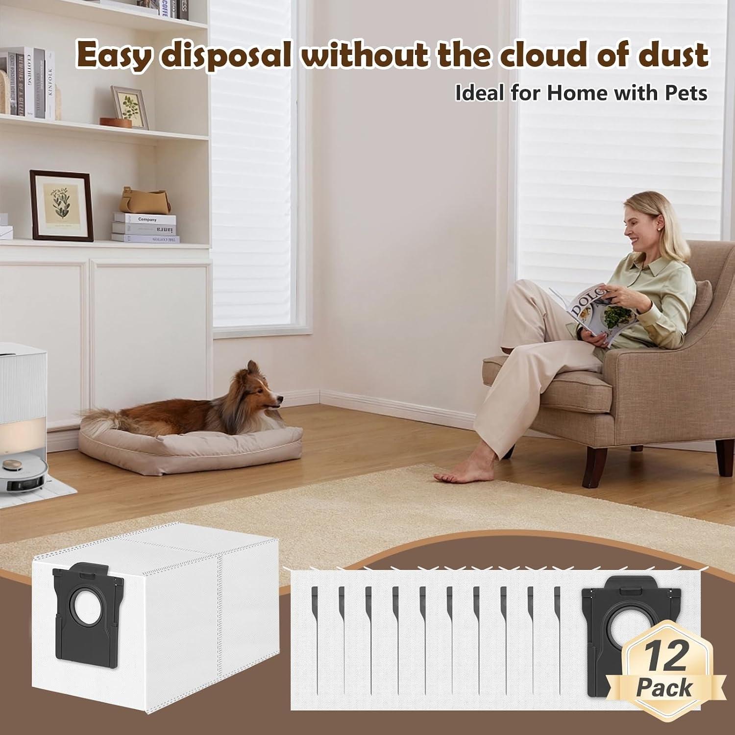 12 Stuks Stofzuigerzakken Compatibel met Dreame L20/X40/X50 Ultra Complete