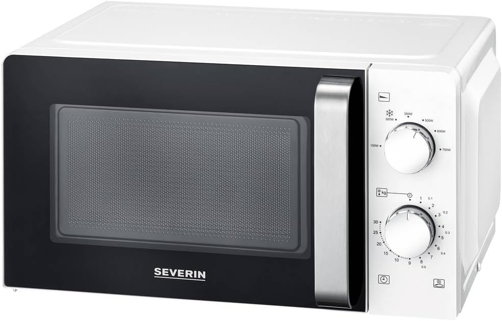 SEVERIN Magnetron Solo, magnetron voor ontdooien en verwarmen, magnetron met draaiplateau voor gelijkmatige warmteverdeling, 17 L, wit/zwart, MW 7885