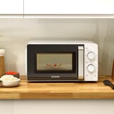 SEVERIN Magnetron Solo, magnetron voor ontdooien en verwarmen, magnetron met draaiplateau voor gelijkmatige warmteverdeling, 17 L, wit/zwart, MW 7885