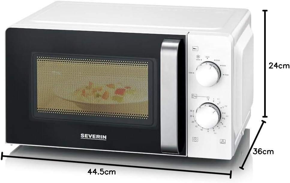 SEVERIN Magnetron Solo, magnetron voor ontdooien en verwarmen, magnetron met draaiplateau voor gelijkmatige warmteverdeling, 17 L, wit/zwart, MW 7885