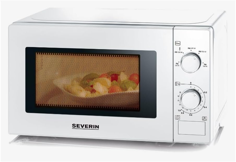 SEVERIN Magnetron Solo, magnetron voor ontdooien en verwarmen, magnetron met draaiplateau voor gelijkmatige warmteverdeling, 17 L, wit/zwart, MW 7885