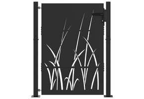Zwarte Tuinpoort Staal 110x130 cm met Graspatroon - 35% Korting