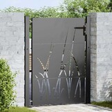 vidaXL Tuinpoort 110 x 130 cm Poedergecoat staal Zwart Vergrendelbaar