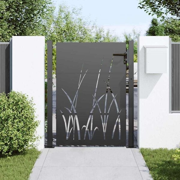 vidaXL Tuinpoort 110 x 130 cm Poedergecoat staal Zwart Vergrendelbaar