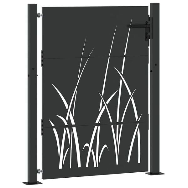 vidaXL Tuinpoort 110 x 130 cm Poedergecoat staal Zwart Vergrendelbaar