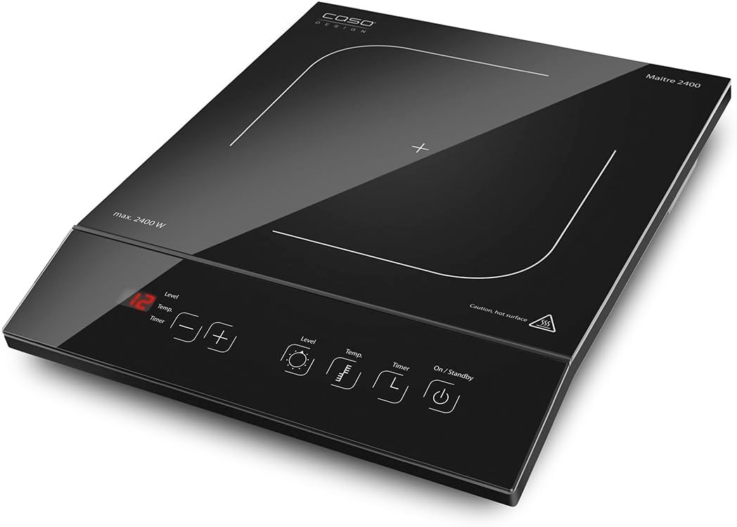 CASO Maitre 2400 Inductiekookplaat, mobiel, SmartControl op 12 standen, 60-240 °C, timer tot 180 minuten, pannen tot 26 cm, 2400 watt, glaskeramiek