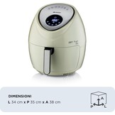Ariete 4618 Airy Fryer XXL - luchtfriteuse - frituren 2,5 kg friet - 7 liter - koken zonder olie en vet - 1800 Watt - Beige