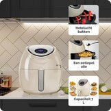 Ariete 4618 Airy Fryer XXL - luchtfriteuse - frituren 2,5 kg friet - 7 liter - koken zonder olie en vet - 1800 Watt - Beige