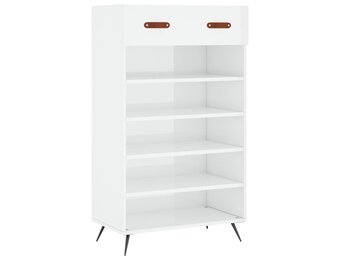 vidaXL Schoenenkast 60x35x105 cm bewerkt hout hoogglans wit
