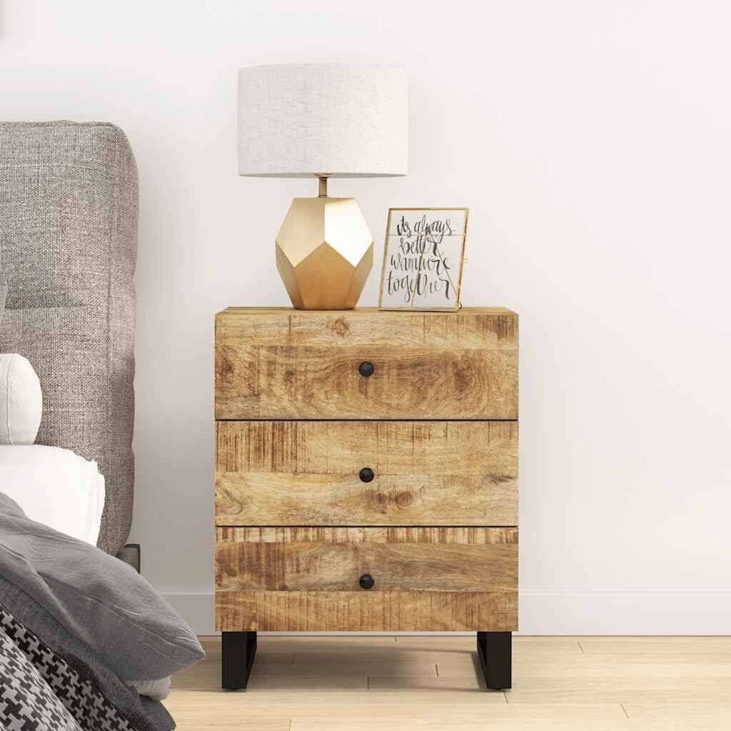 vidaXL Nachtkastje 50x33x62 cm massief mangohout en bewerkt hout
