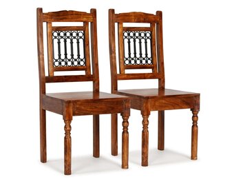 vidaXL Eetkamerstoelen 2 st klassiek hout met honingafwerking