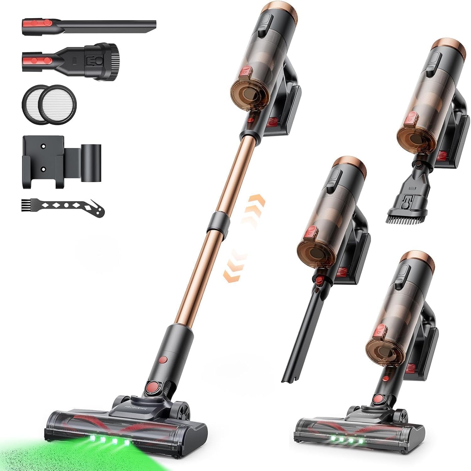Proscenic P11 Ultra+ Draadloze stofzuiger, 50 kPa, 50 minuten, 500 W, krachtige draadloze stofzuiger, anti-klitborstel, telescopische lichte stofzuiger voor tapijten, dierenharen, harde vloeren en