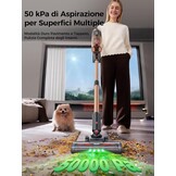 Proscenic P11 Ultra+ Draadloze stofzuiger, 50 kPa, 50 minuten, 500 W, krachtige draadloze stofzuiger, anti-klitborstel, telescopische lichte stofzuiger voor tapijten, dierenharen, harde vloeren en