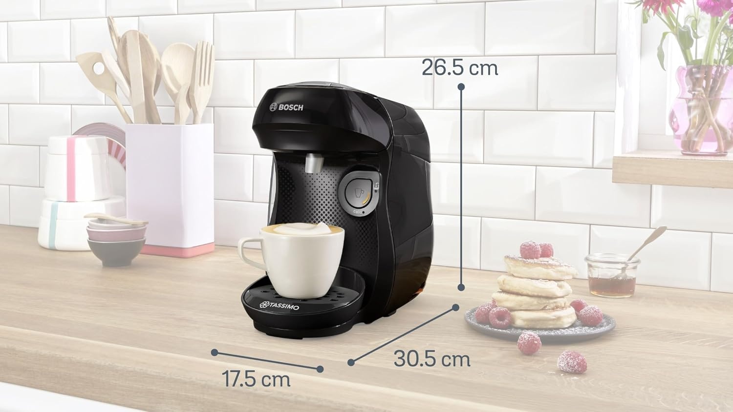 Bosch Tassimo Happy Friendly TAS102EA Multidrankmachine, voor maximaal 70 dranken, OneTouch, tellibrew™, ontkalkingstabletten, zwart