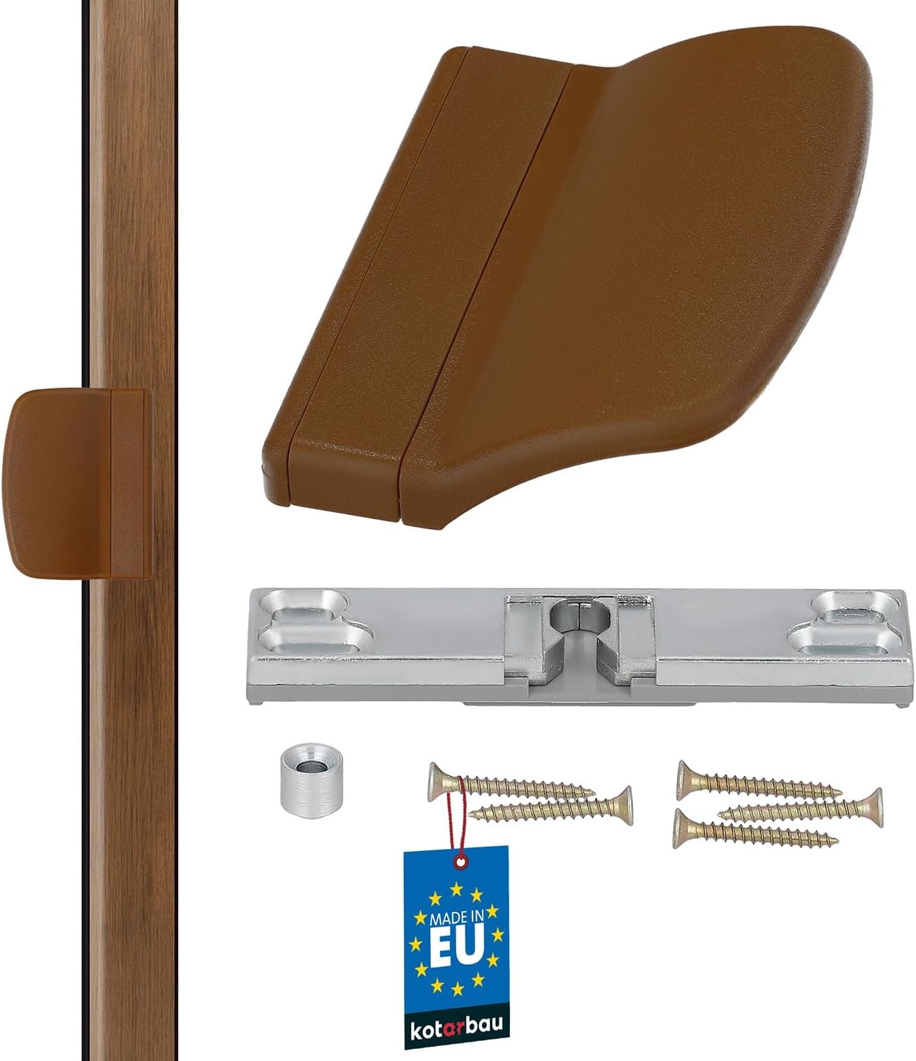 KOTARBAU Balkondeursnapper Praktische balkondeurgreep 6. Verschillende kleuren veilig rokers terrassen deurklink handvat sluiten handvat handvat universele (bruin)