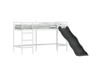 vidaXL Kinder loft bedframe met glijbaan Wit en Antraciet 75 x 190 cm