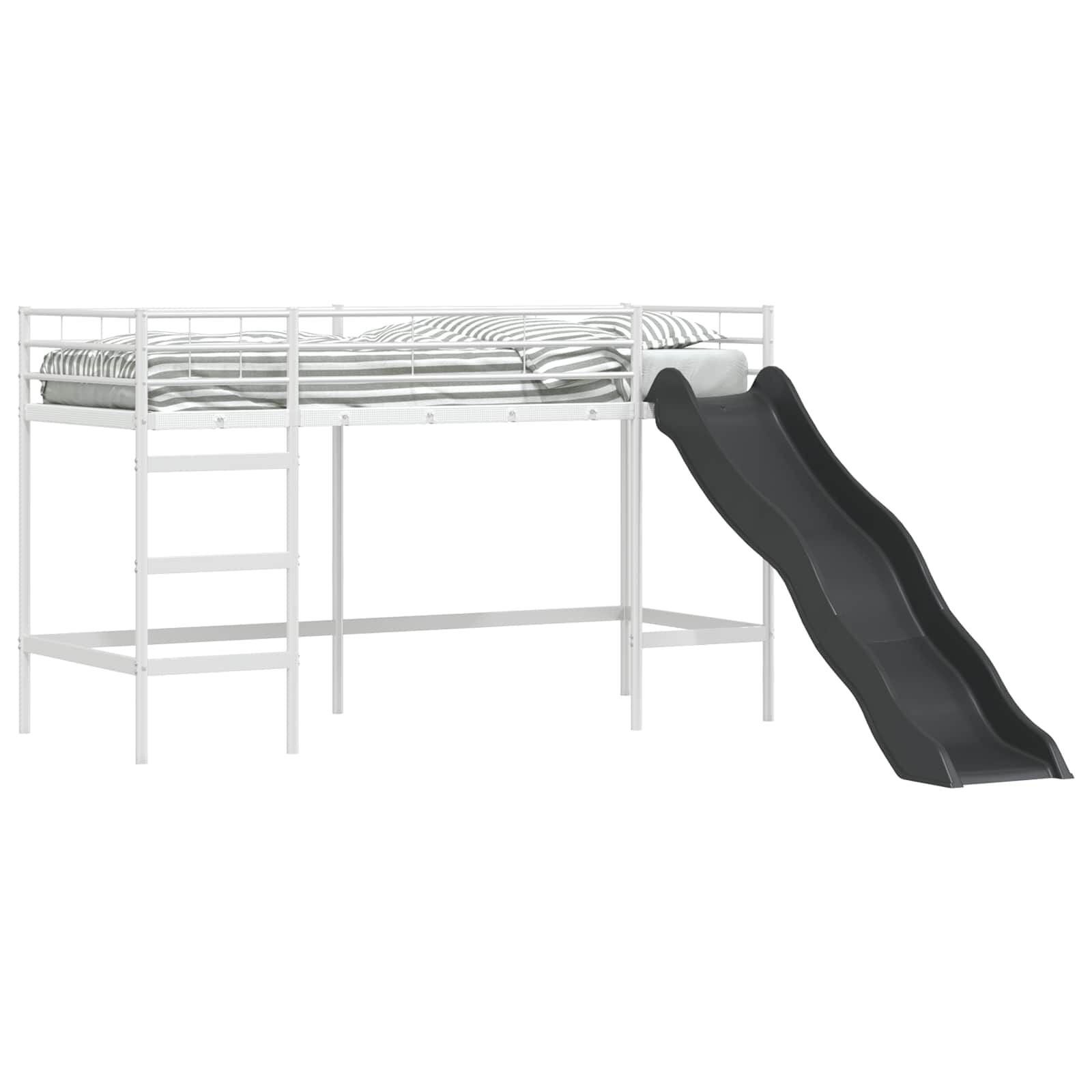 vidaXL Kinder loft bedframe met glijbaan Wit en Antraciet 75 x 190 cm