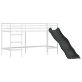 vidaXL Kinder loft bedframe met glijbaan Wit en Antraciet 75 x 190 cm