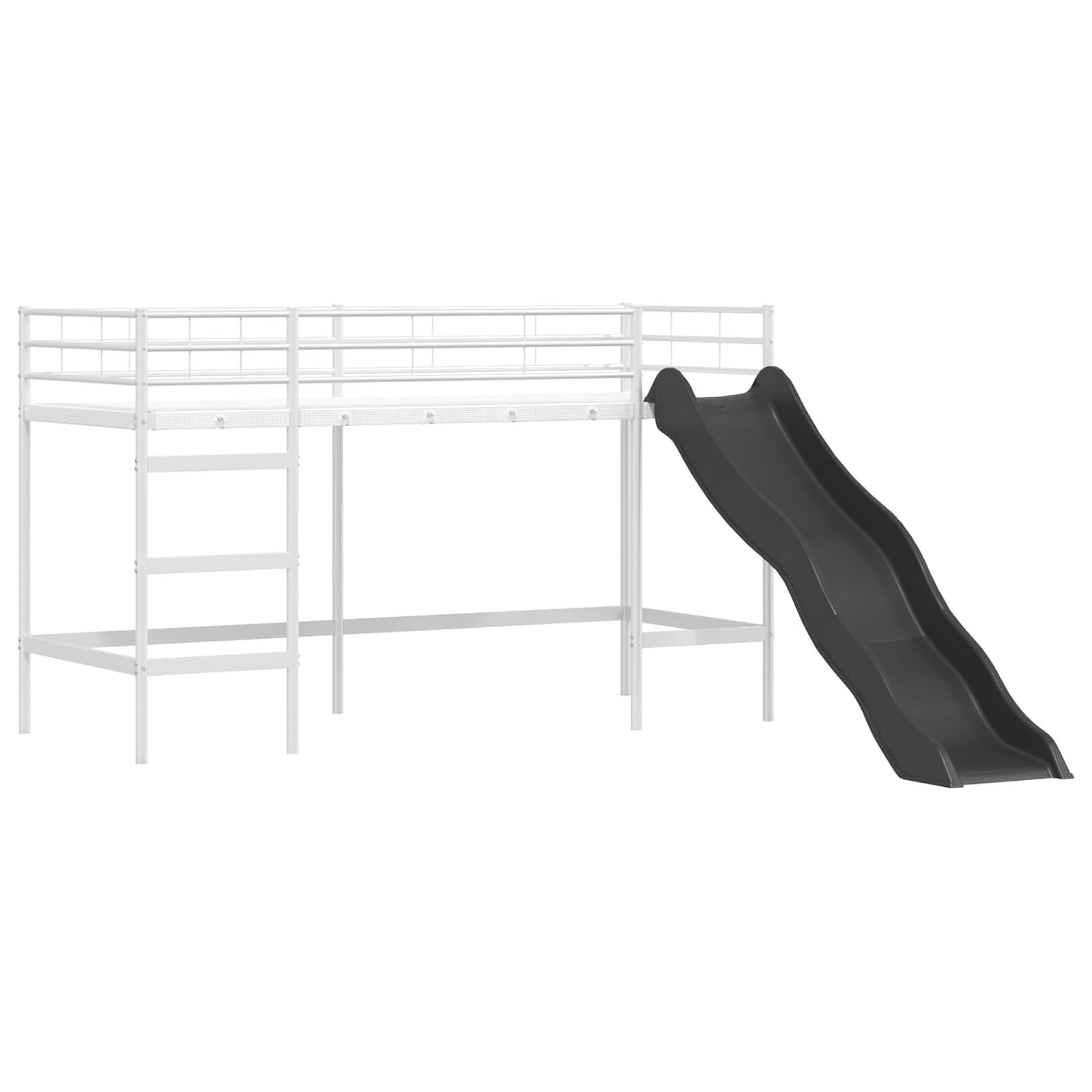vidaXL Kinder loft bedframe met glijbaan Wit en Antraciet 75 x 190 cm
