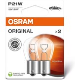 OSRAM ORIGINAL LINE 12V, P21W, signaallamp, Metalen Voet, Dubbele Blister, (2 lampen)