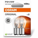 OSRAM ORIGINAL LINE 12V, P21W, signaallamp, Metalen Voet, Dubbele Blister, (2 lampen)