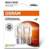 OSRAM ORIGINAL LINE 12V, P21W, signaallamp, Metalen Voet, Dubbele Blister, (2 lampen)