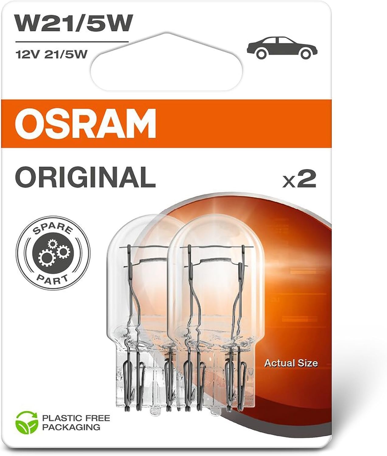 OSRAM ORIGINAL LINE 12V, P21W, signaallamp, Metalen Voet, Dubbele Blister, (2 lampen)