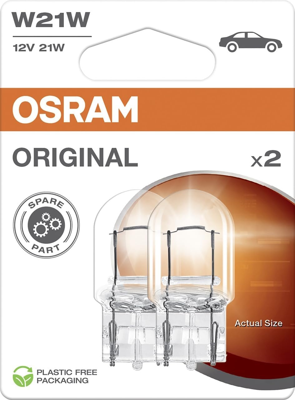 OSRAM ORIGINAL LINE 12V, P21W, signaallamp, Metalen Voet, Dubbele Blister, (2 lampen)