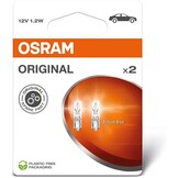 OSRAM ORIGINAL LINE 12V, P21W, signaallamp, Metalen Voet, Dubbele Blister, (2 lampen)