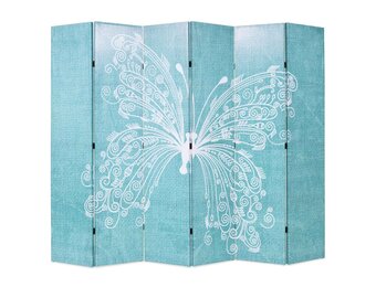 vidaXL Kamerscherm inklapbaar vlinder 228x170 cm blauw