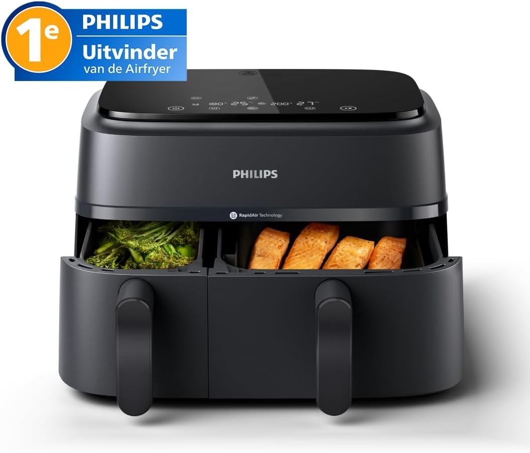 Philips Dubbele Airfryer 9L - 2 baklades, touchscreen