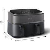 Philips Dubbele Airfryer 9L - 2 baklades, touchscreen
