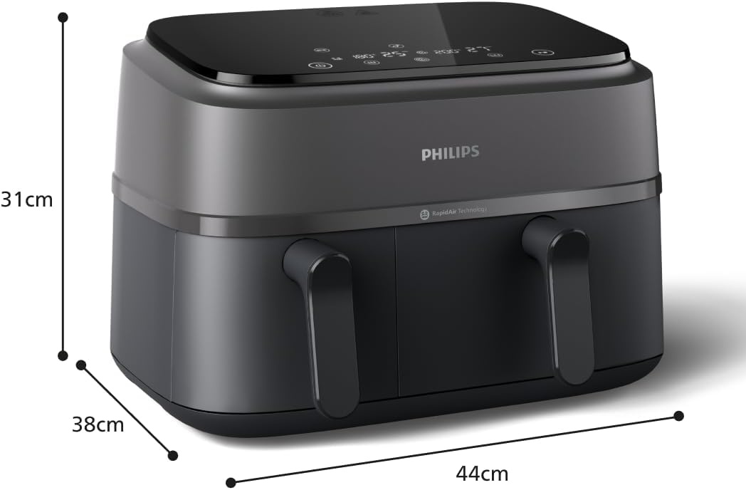 Philips Dubbele Airfryer 9L - 2 baklades, touchscreen