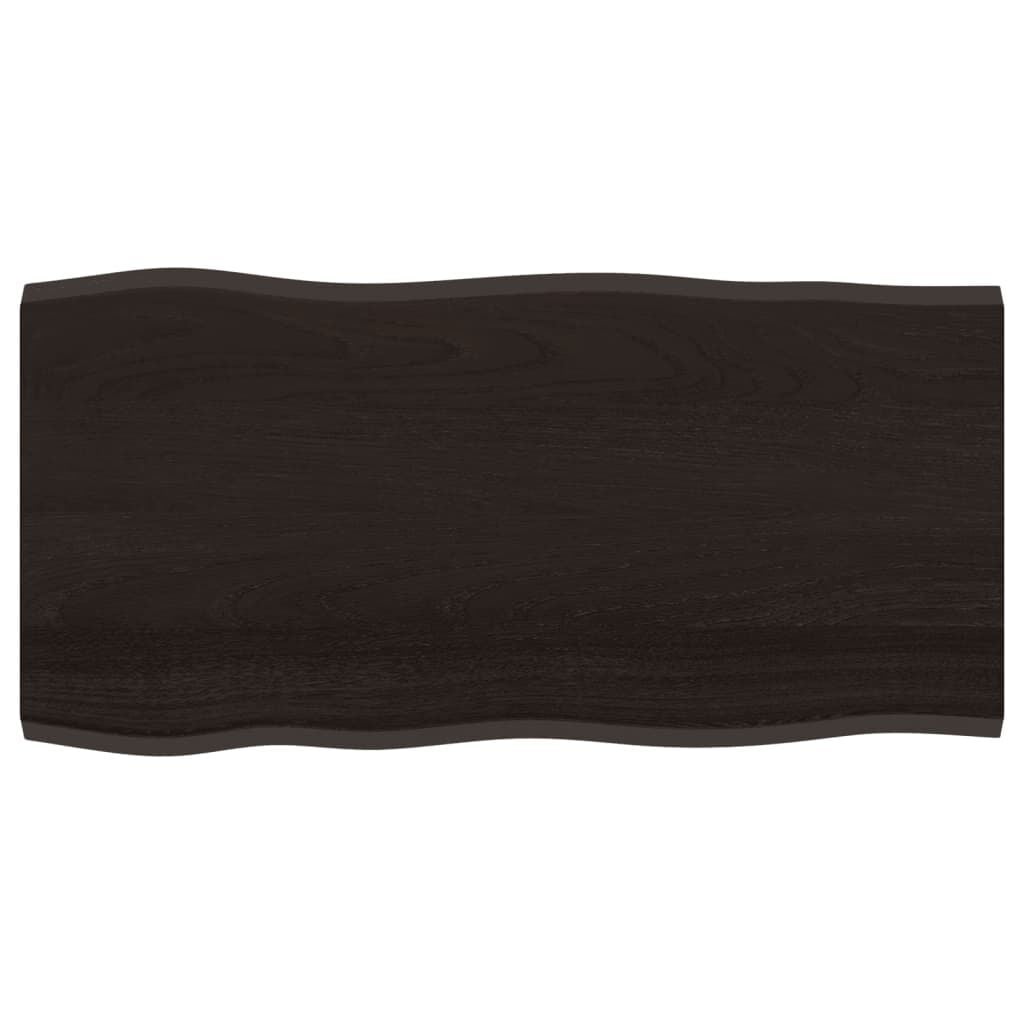 vidaXL Tafelblad natuurlijke rand 100x50x2 cm eikenhout donkerbruin