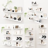 Wandplank Fotoplank voor Boeken Decoratie 50 cm Massief Eikenhout Wit met Opstaande Rand