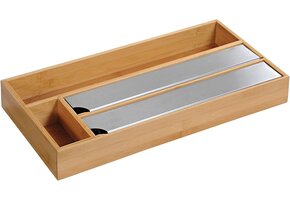 Bamboe Foliedispenser met 4 Vakken & Afscheurrand - Bruin - 50% Korting
