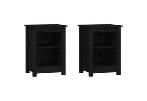 VidaXL Nachtkastjes Zwart - 2 stuks - Massief Grenenhout - 34% Korting